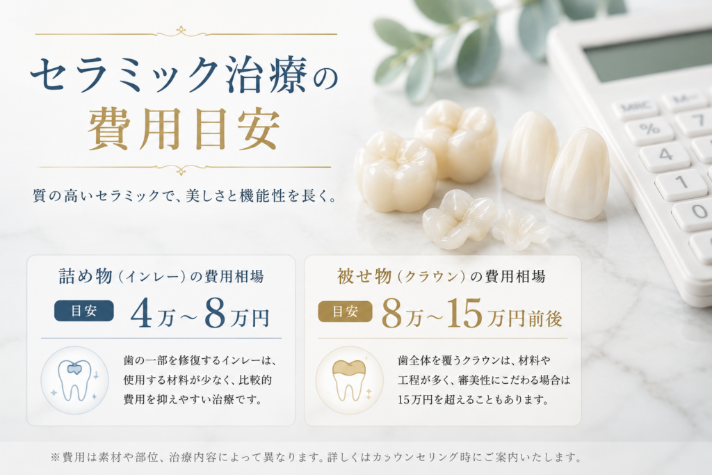 セラミックの歯1本あたりの費用相場