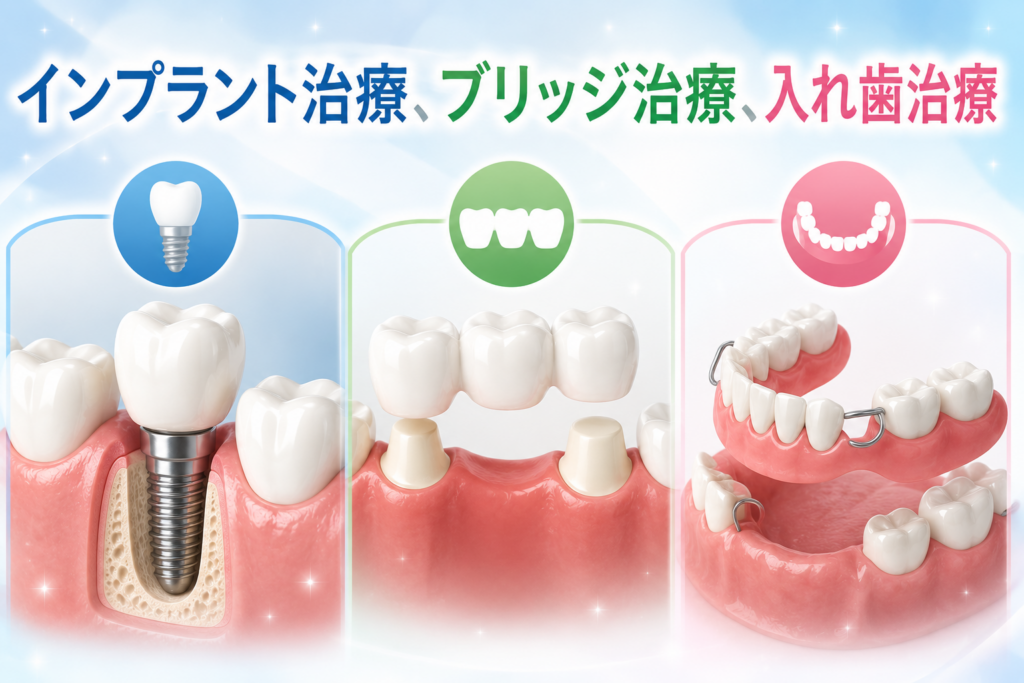 インプラント・ブリッジ・入れ歯の費用比較