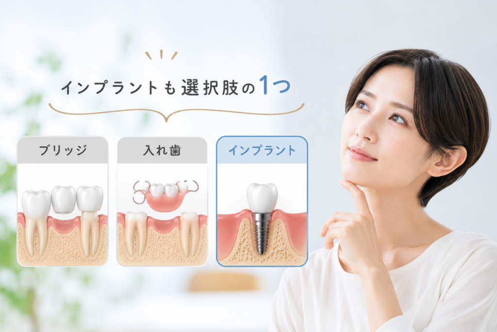 歯を1本失った場合はインプラントも選択肢の1つ