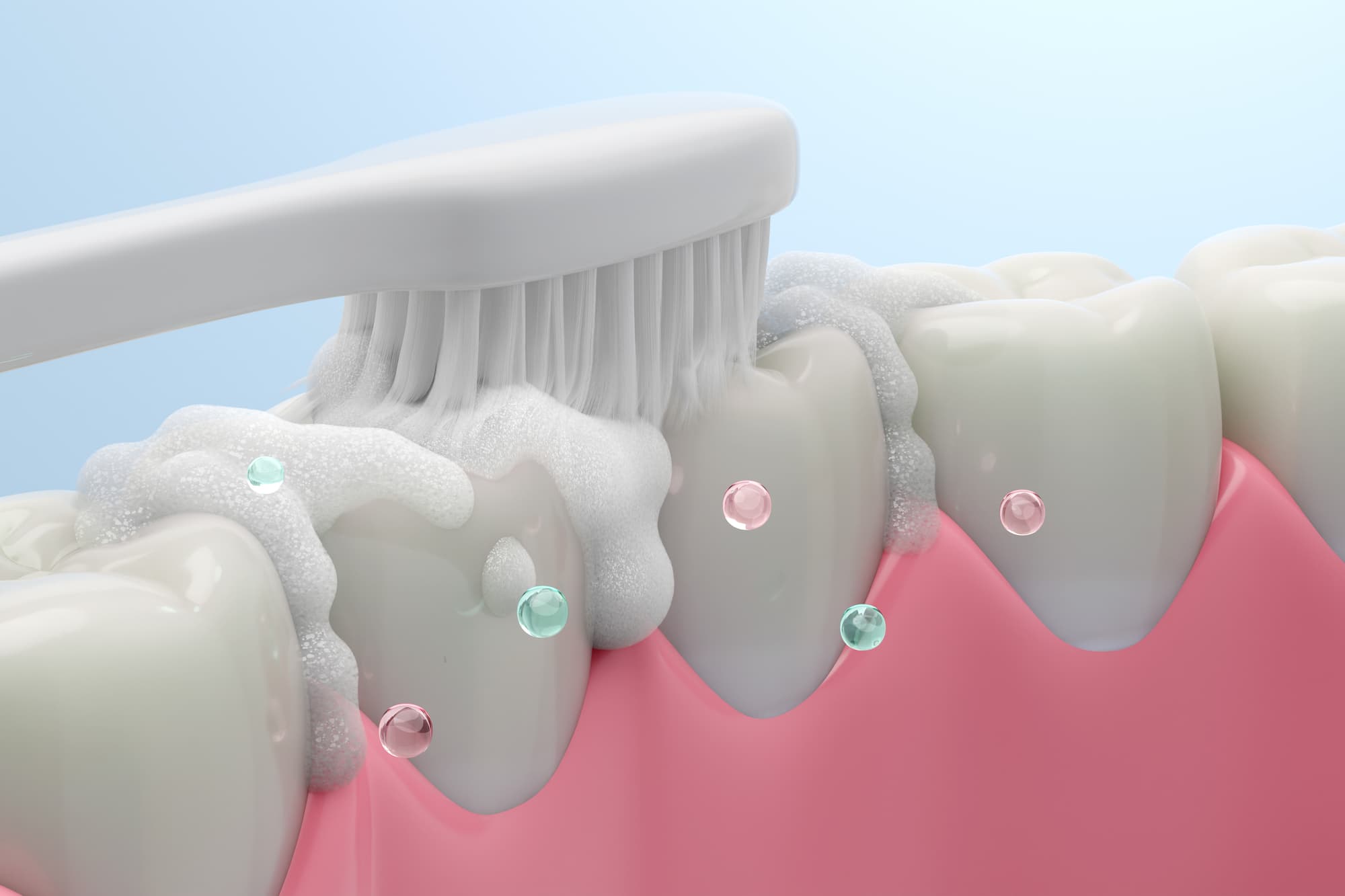 ホワイトニング効果のある歯磨き粉を使う様子
